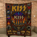KISS Band Sherpa Blanket Detroit Rock City Stained Glass Blanket