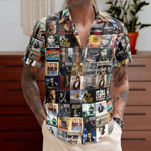 Bruce Springsteen Retro Music Album Art Mosaic Grid Colorful Hawaiian Shirt – Retro Music Album Art Inspired Unisex Shirt