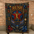 Rush Band Sherpa Blanket Starman 2112 Stained Glass Blanket