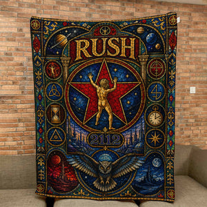 Rush Band Sherpa Blanket Starman 2112 Stained Glass Blanket