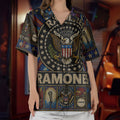 Ramones Hawaiian Shirt - Unisex Retro Hey Ho Lets Go Cathedral Window Button Up