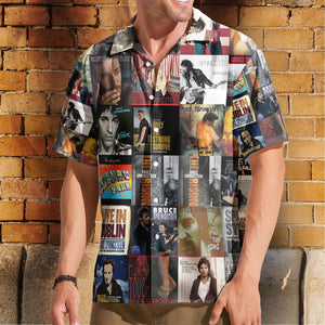 Bruce Springsteen Nostalgia Collage Hawaiian Shirt – Classic Rock Memories Gift