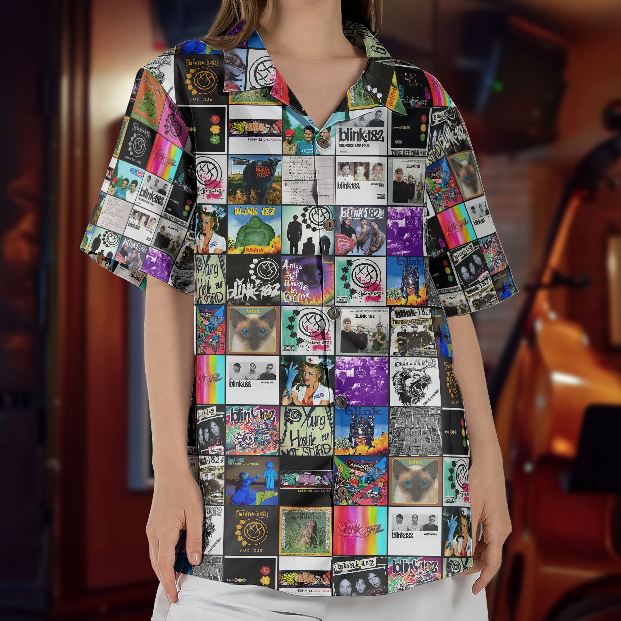 Blink-182 Hawaiian Shirt - Unisex Pop Punk Icon Enema Of The State Summer Button Up - Retro Music Album Art Inspired Unisex Shirt