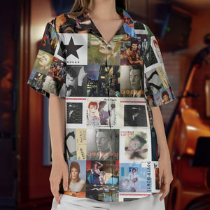 David Bowie Album Collage Hawaiian Shirt – Bowie Retro Album Art Inspired Shirt