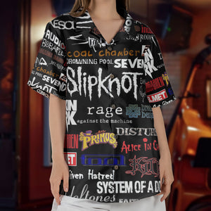 Famous Rock Music Bands Collage Hawaiian Shirt – Retro Music Album Art Inspired Unisex Shirt