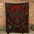 Slayer Band Sherpa Blanket Reign In Blood Stained Glass Thrash Metal Throw Blanket