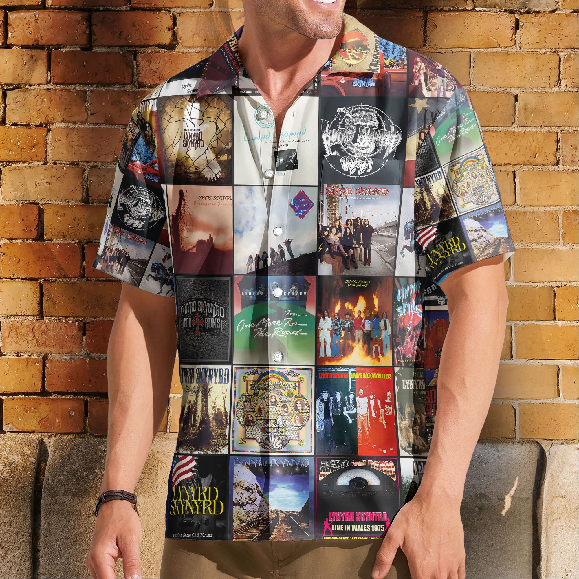 Lynyrd Skynyrd Nostalgia Collage Hawaiian Shirt – Southern Rock Memories Gift