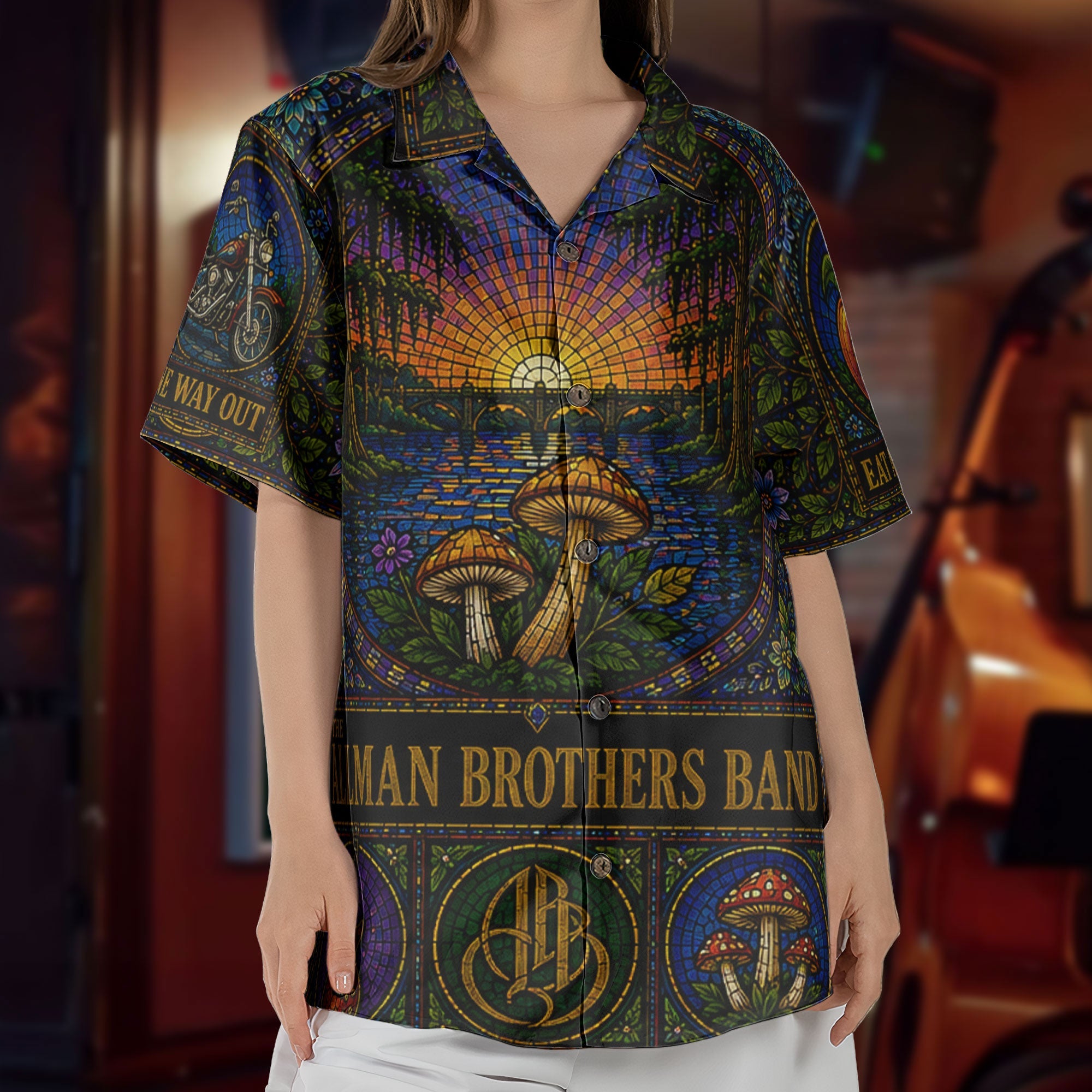 The Allman Brothers Band Hawaiian Shirt - Unisex Psychedelic Mushroom Summer Button Up