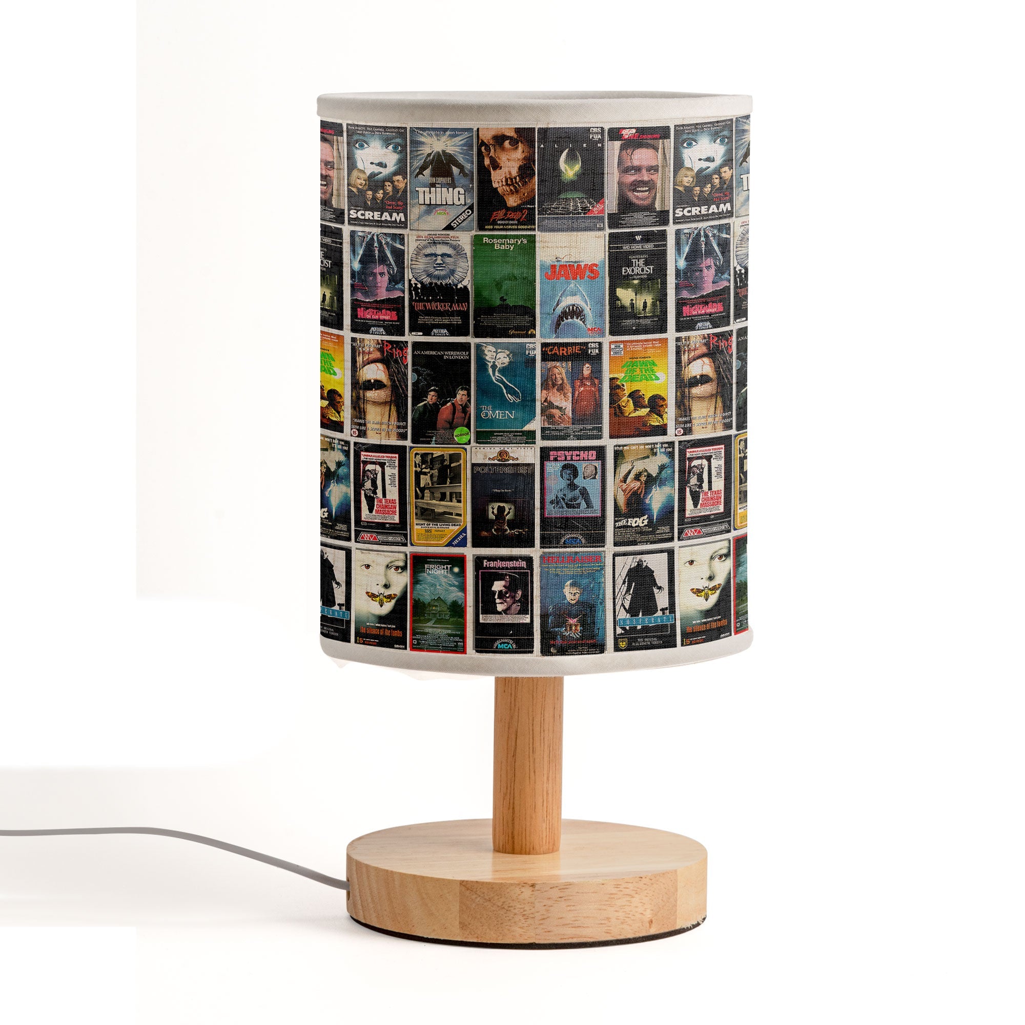 Vintage Horror Movie Poster Fabric Lamp Retro Spooky Decor Light