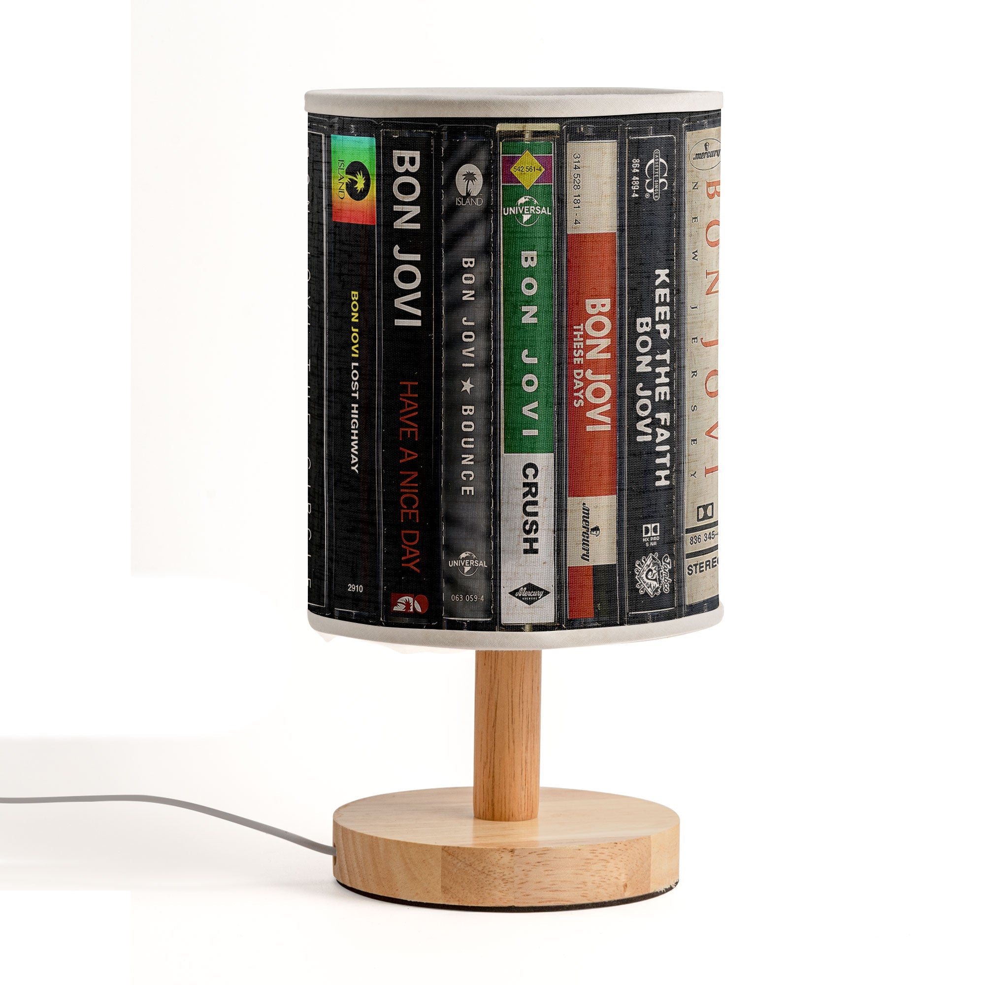 Rock Music Album Spine Table Fabric Lamp Bon Jovi Inspired Desk Light