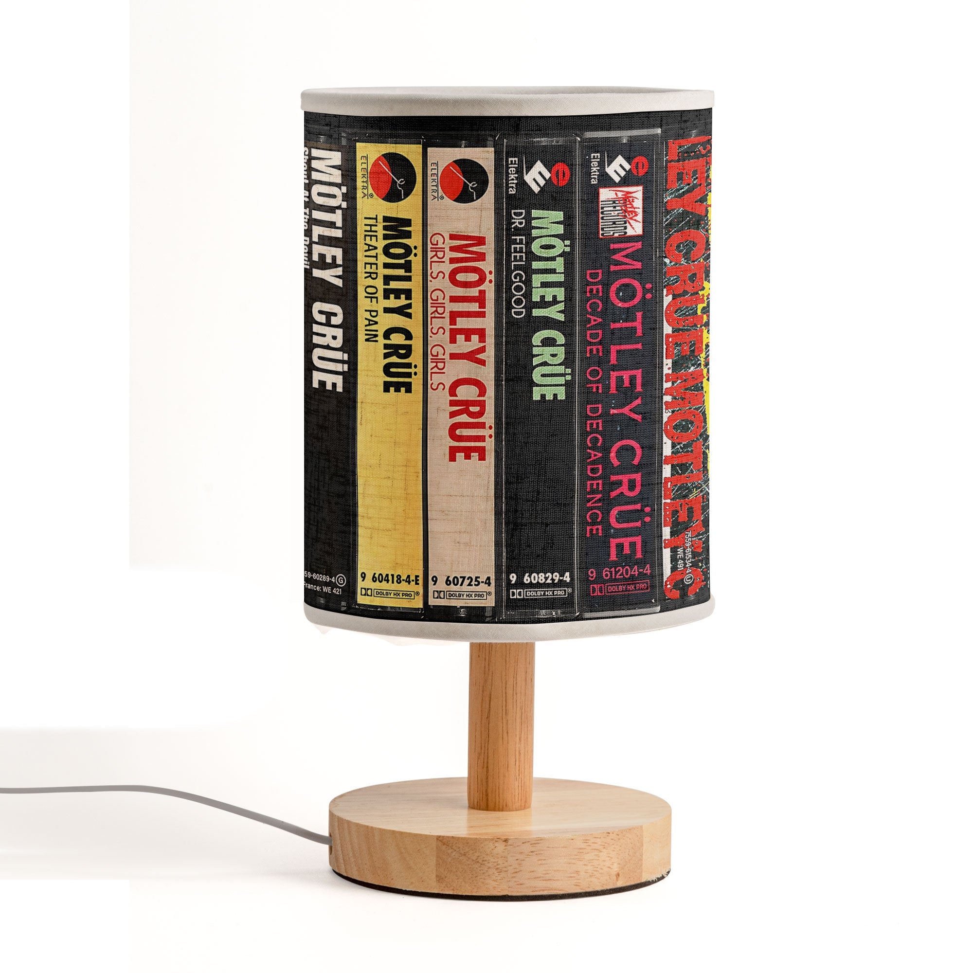 Retro Rock Music Album Spine Table Fabric Lamp Vintage Cassette Style Desk Light