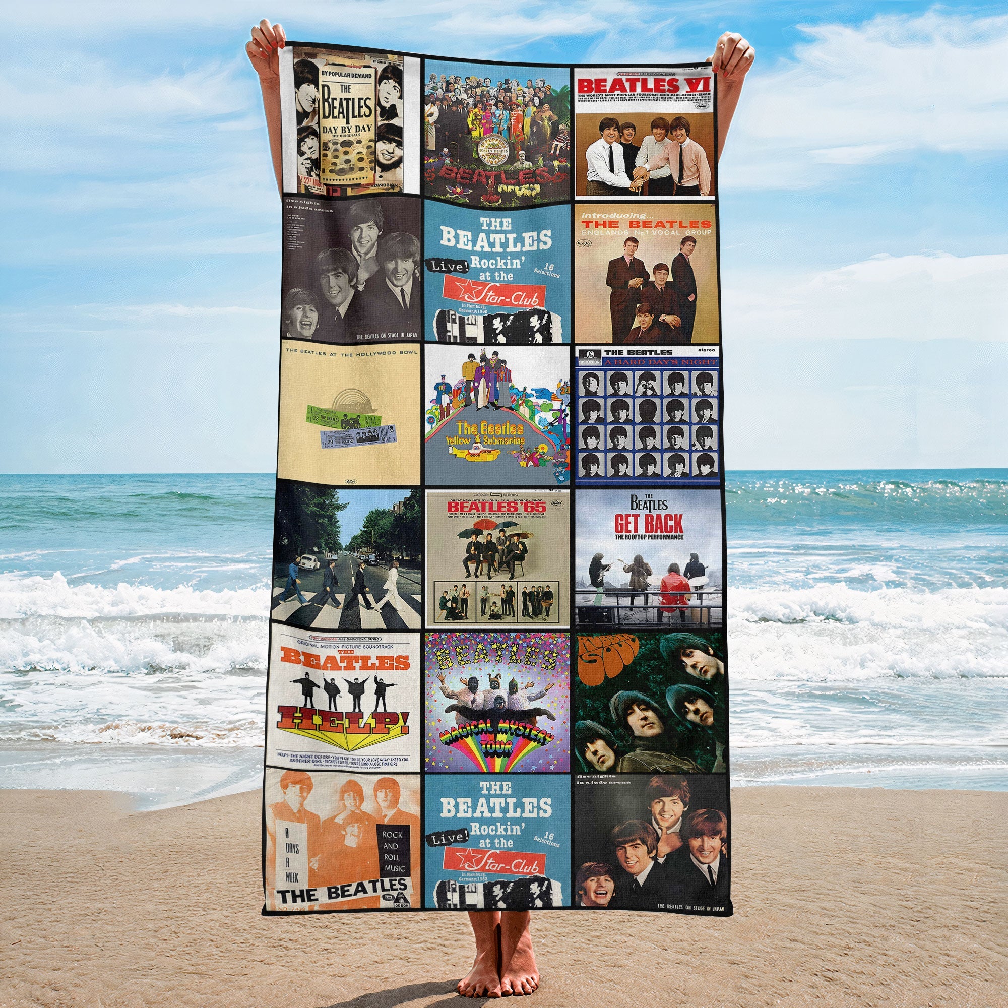 The Beatles Beach Towel Album Cover Collage Classic Rock Towel