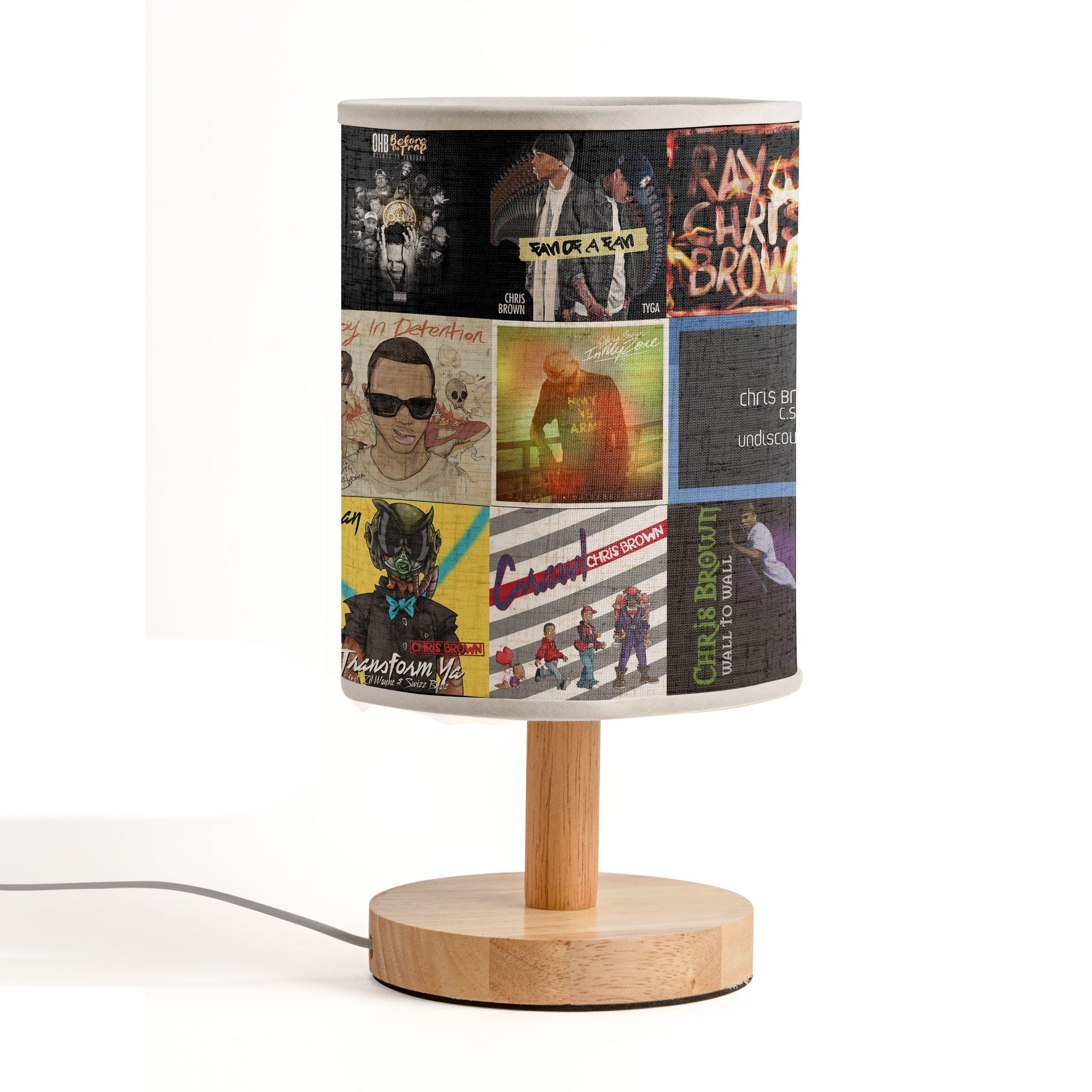 Chris Brown Album Collage Fabric Lamp R&B Soul Aesthetic Lighting