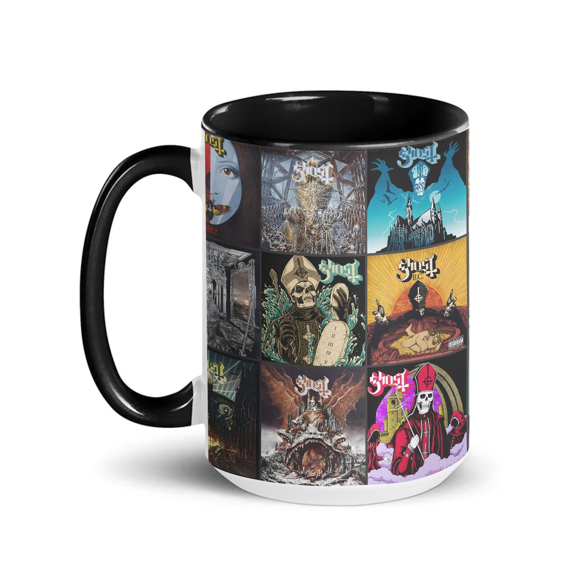 Ghost Band Accent Mug Classic Album Cover Collage Gift for Metal Music Fans