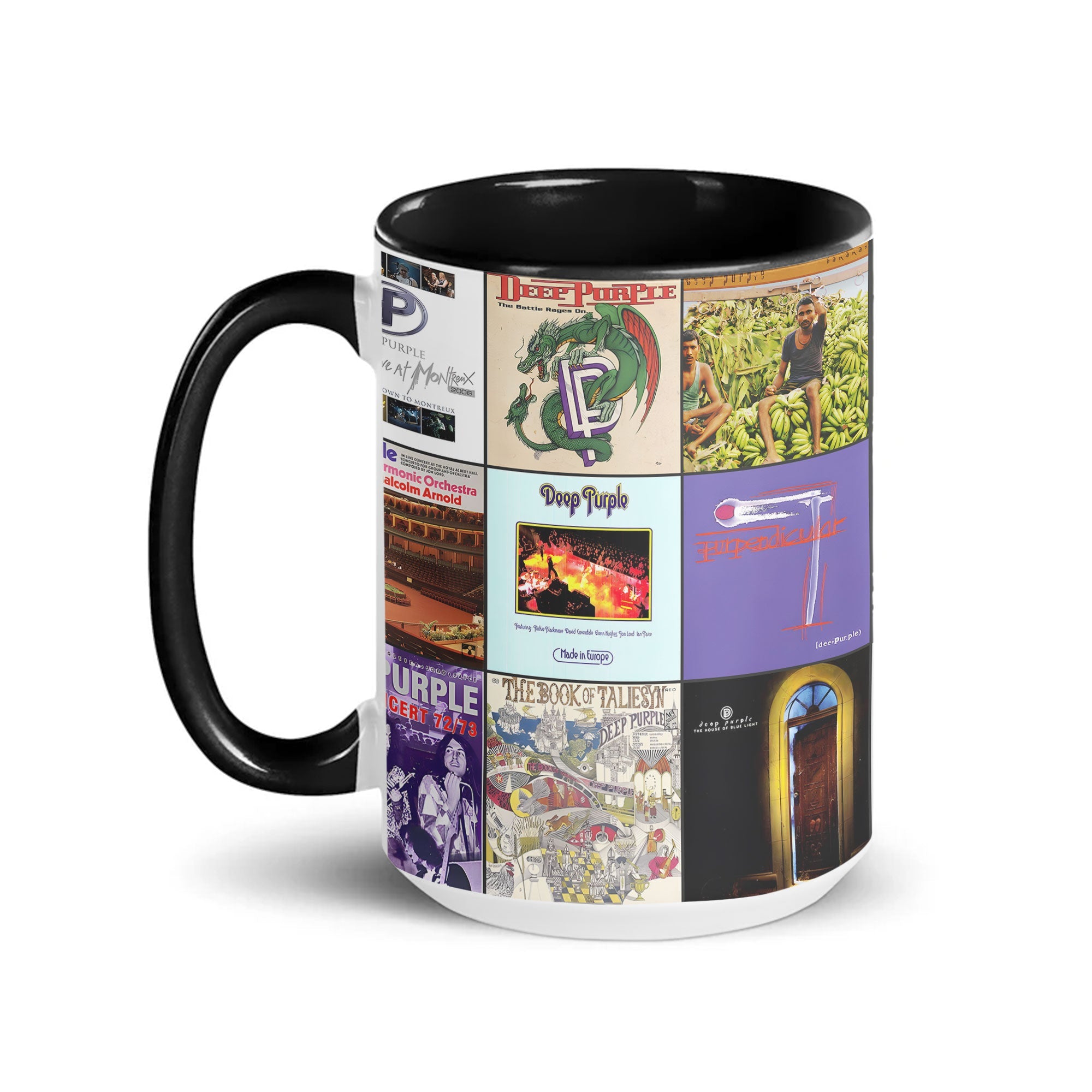 Deep Purple Accent Mug Classic Album Cover Collage Gift for Rock Music Fans