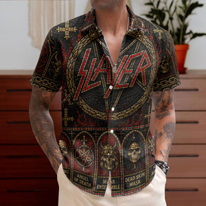 Slayer Stained Glass Hawaiian Shirt - Unisex Retro Heavy Metal Concert Tour Merch