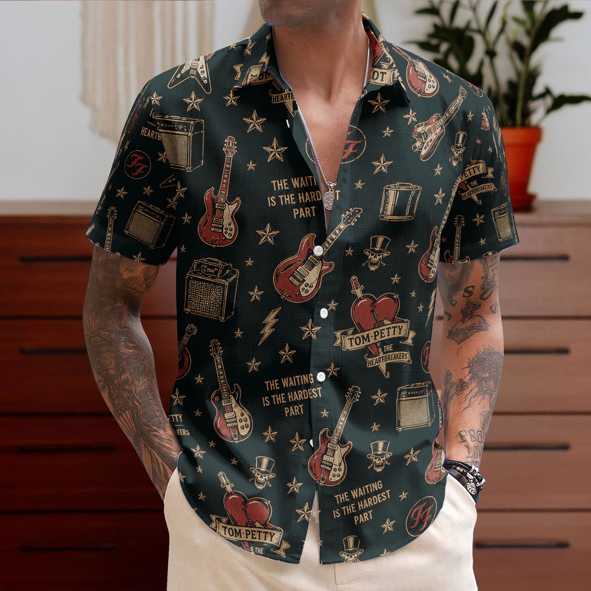 Tom Petty & The Heartbreakers The Waiting Is The Hardest Part Hawaiian Shirt – Retro Music Album Art Inspired Unisex Shirt
