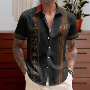 Led Zeppelin Hawaiian Shirt - Unisex Retro Zoso Swan Song Vertical Stripe Button Up