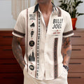 Billy Joel Hawaiian Shirt - Unisex Mexican Style Piano Keys Vertical Stripe Button Up
