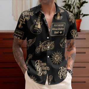 The Allman Brothers Band Iconic Logo Graphic All-Over Print Hawaiian Shirt – Retro Music Album Art Inspired Shirt