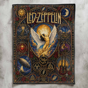 Led Zeppelin Band Sherpa Blanket Stairway To Heaven Stained Glass Blanket