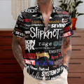 Famous Rock Music Bands Collage Hawaiian Shirt – Retro Music Album Art Inspired Unisex Shirt