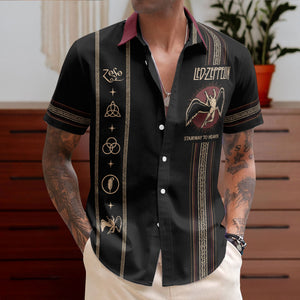 Led Zeppelin Luxury Design Hawaiian Shirt – Classic Rock Inspired Black Hawaiian Shirt