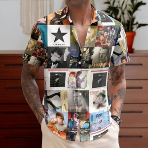 David Bowie Album Collage Hawaiian Shirt – Bowie Retro Album Art Inspired Shirt