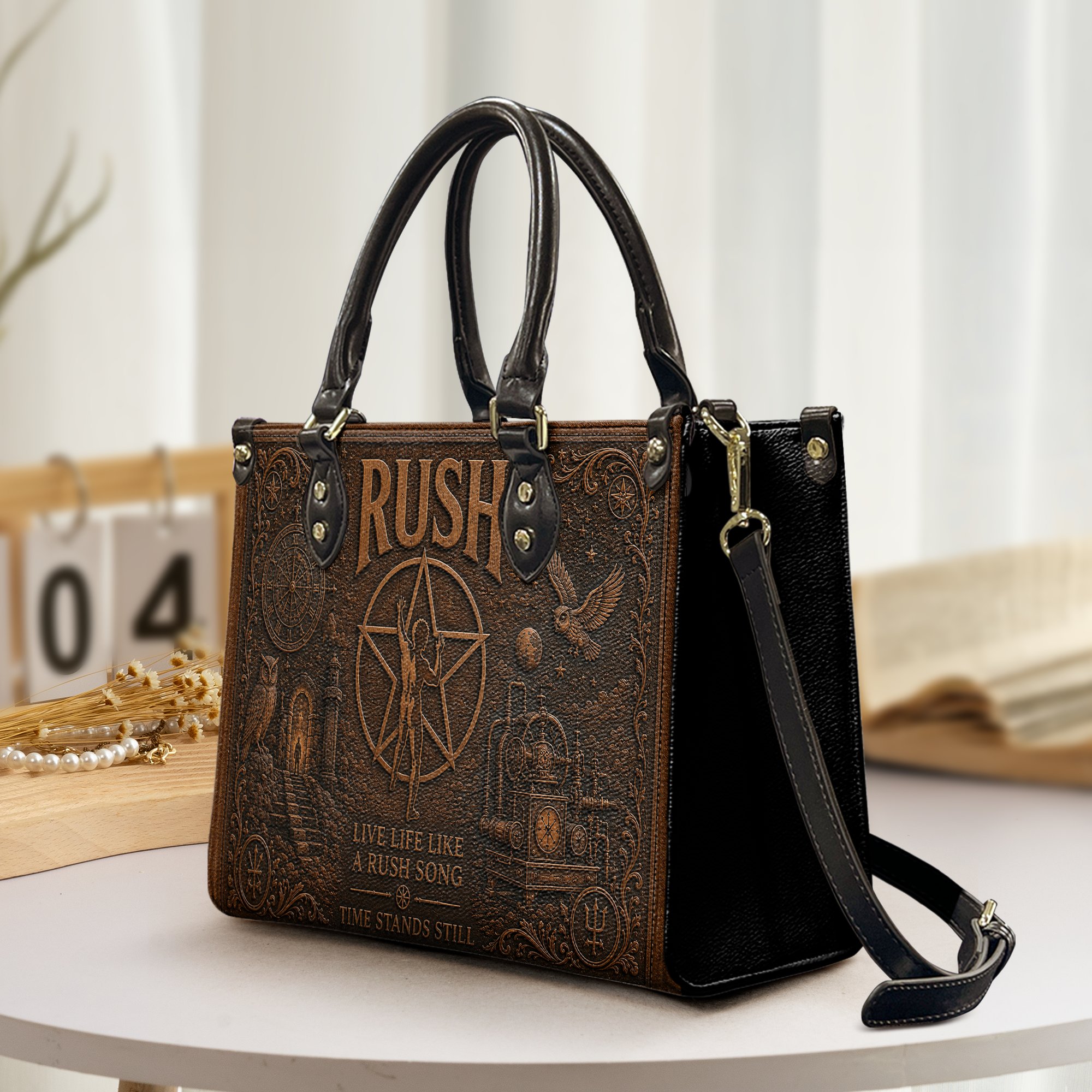 Rush Handbag, Tote Bag and Wallet Set - Time Stands Still Vintage Embossed Purse Set