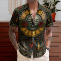 Guns N Roses Hawaiian Shirt - Unisex Retro Bullet Logo Cathedral Window Button Up