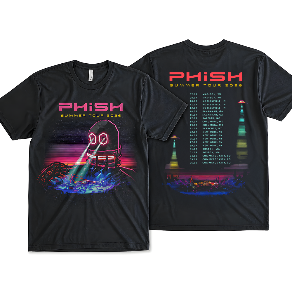 Phish Summer Tour 2026 Graphic T-Shirt Neon Psychedelic Concert Style Unisex Tee