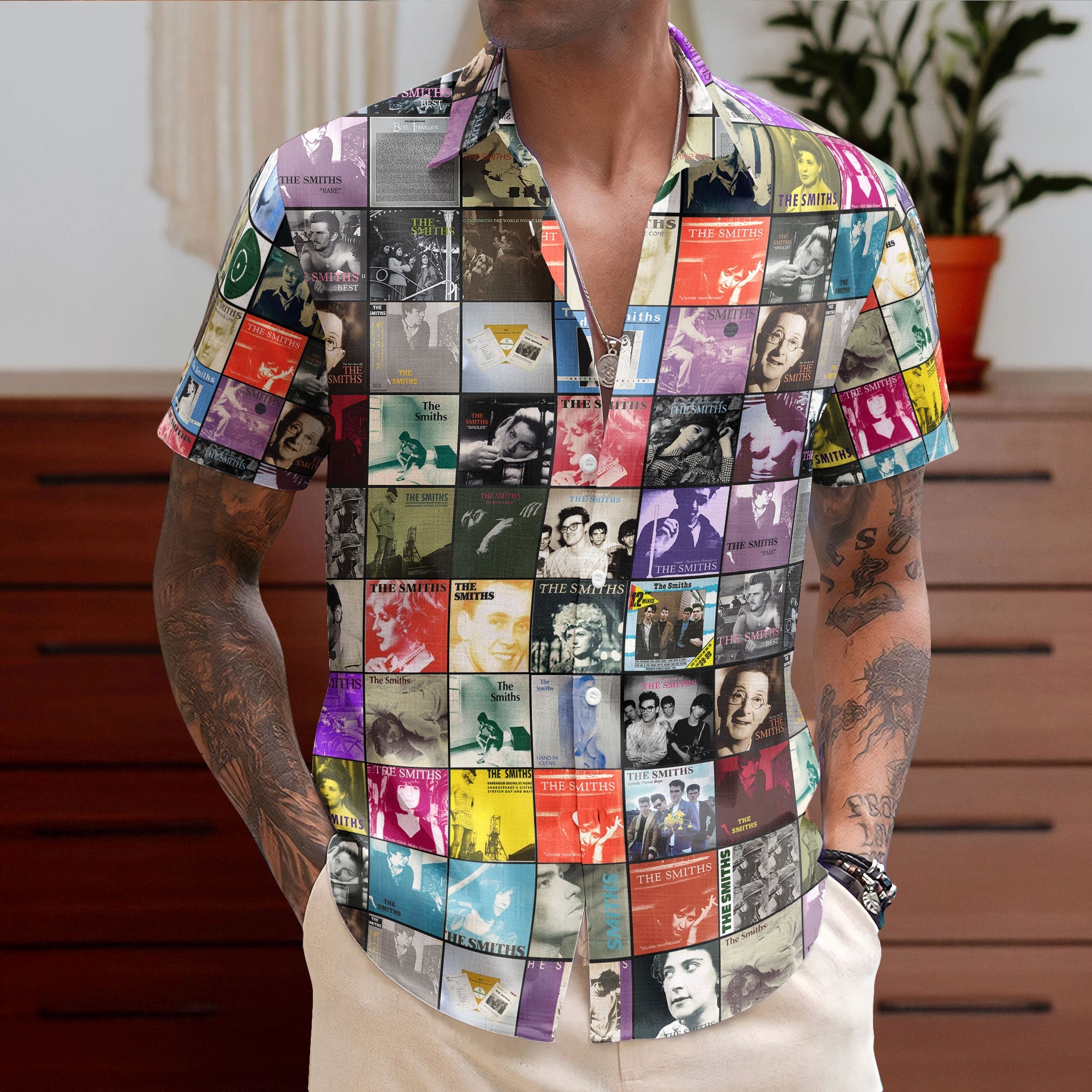 The Smiths Colorful Hawaiian Shirt - Unisex Vintage Album Cover Collage Indie Rock Button Up
