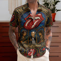 The Rolling Stones Gothic Stained Glass Hawaiian Shirt - Unisex Rock N Roll Concert Summer Button Up