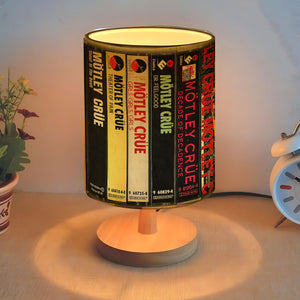 Retro Rock Music Album Spine Table Fabric Lamp Vintage Cassette Style Desk Light