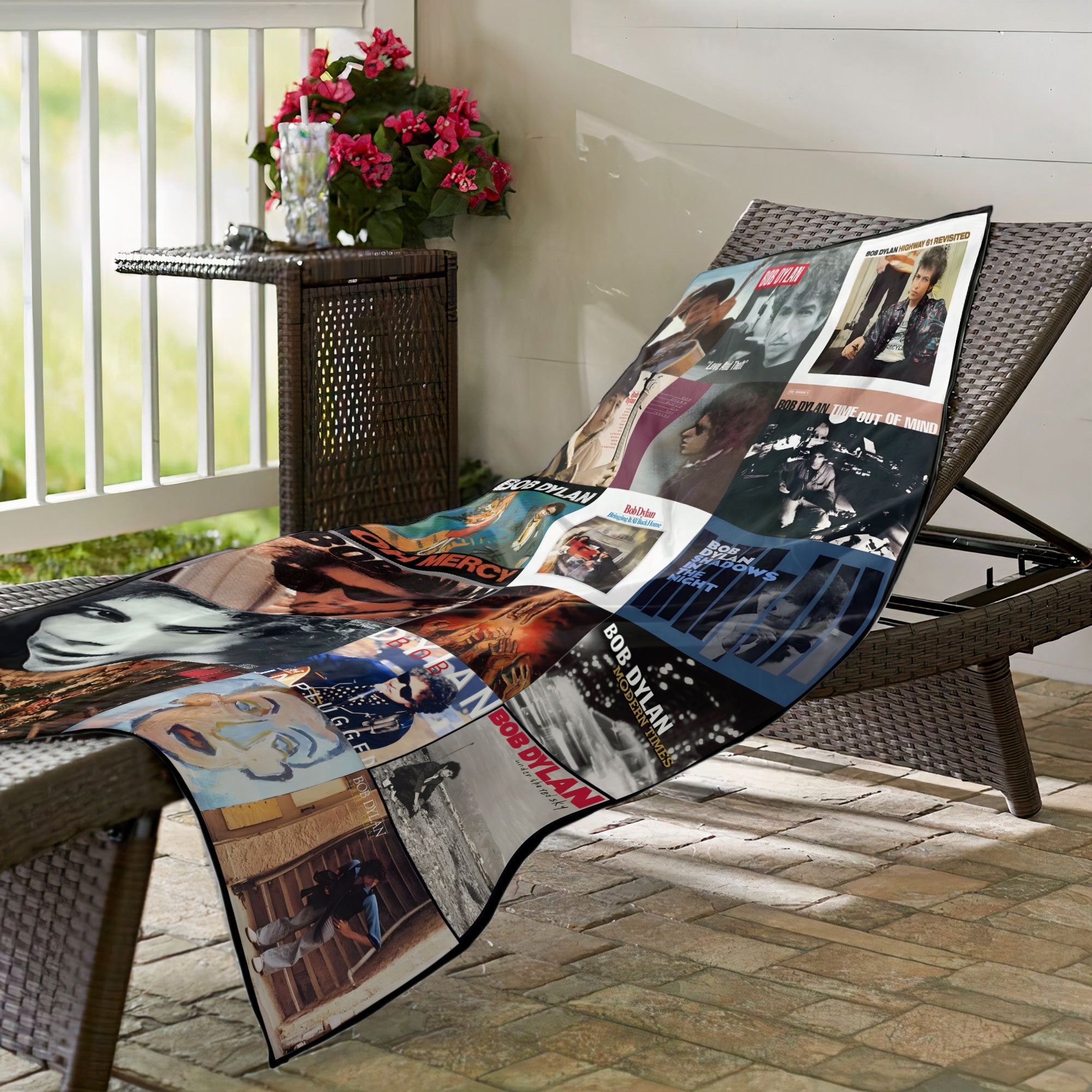 Bob Dylan Beach Towel Album Cover Collage Folk Country Towel