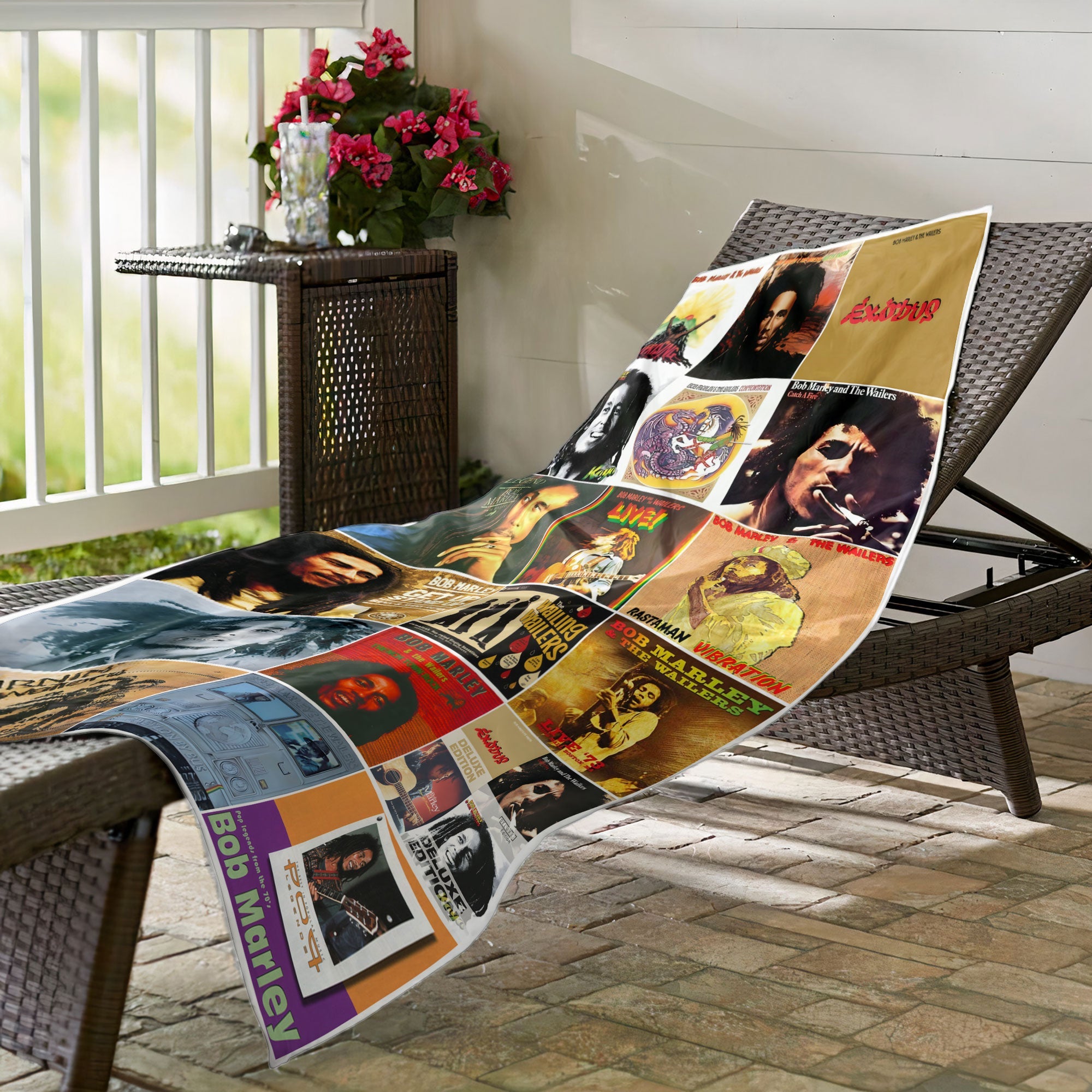Bob Marley Beach Towel Album Cover Collage Classic Rock Towel