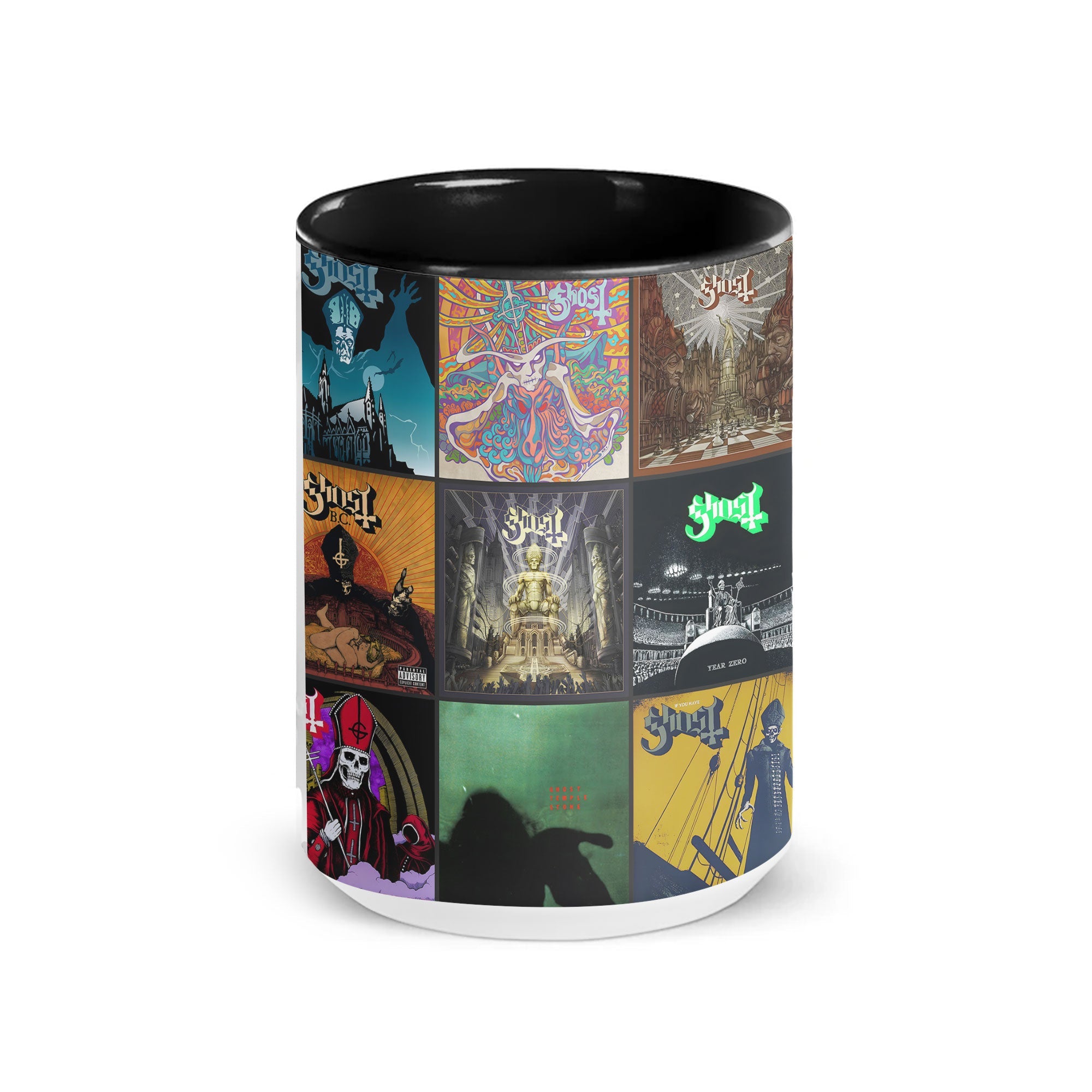 Ghost Band Accent Mug Classic Album Cover Collage Gift for Metal Music Fans