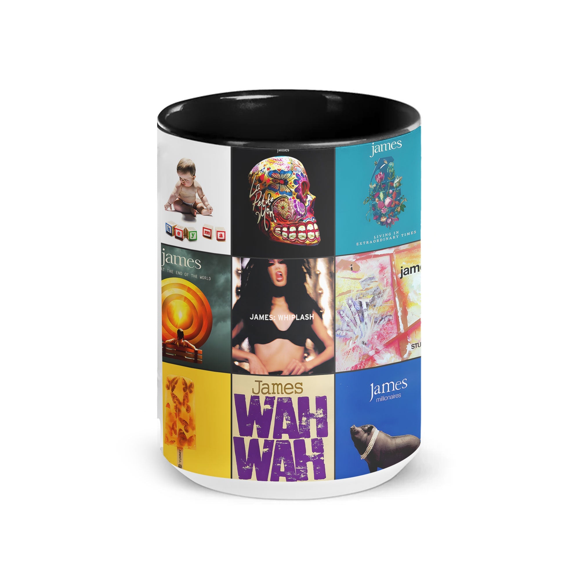 James Accent Mug Album Cover Collage for Indie Rock Fans