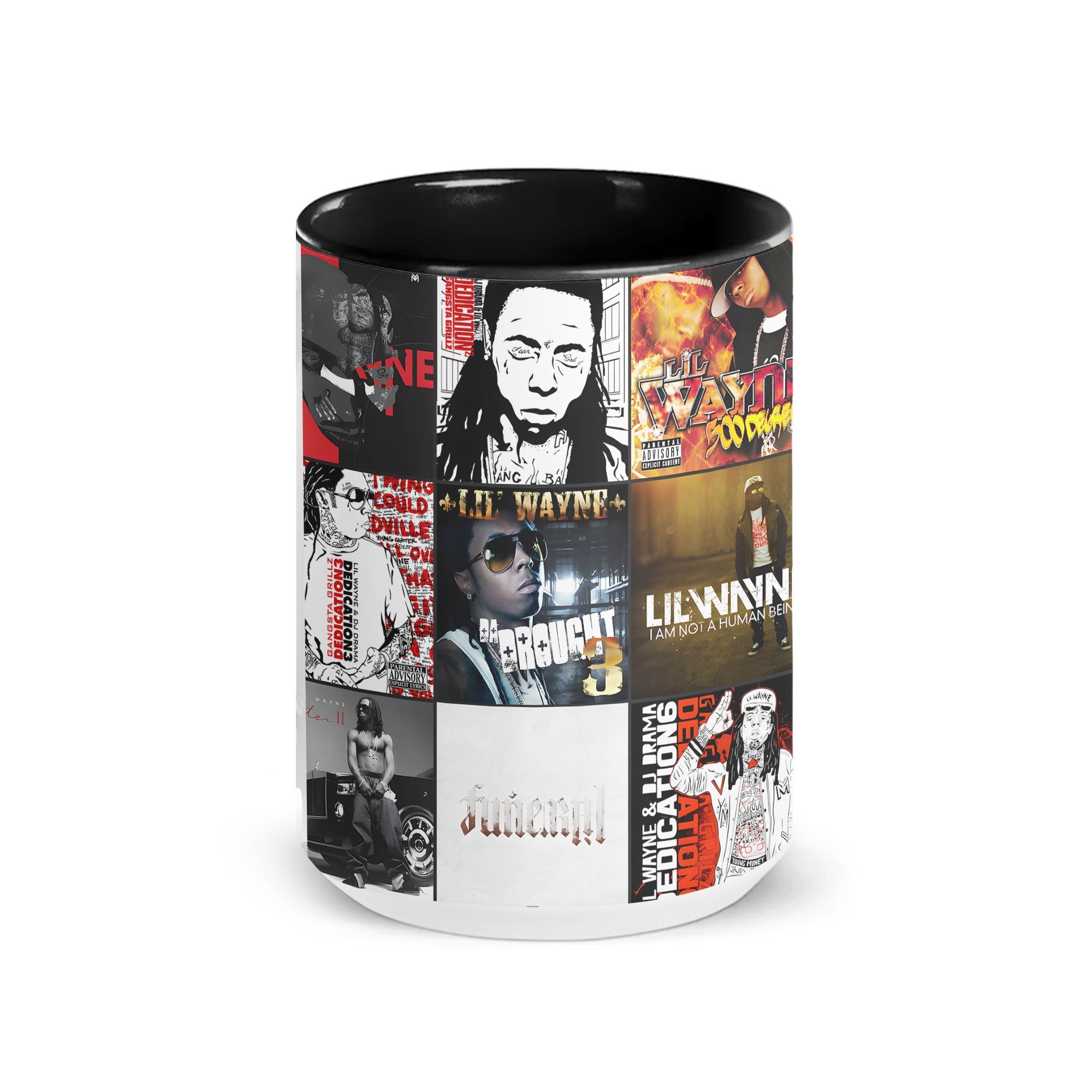 Lil Wayne Accent Mug Album Cover Collage for Hip-Hop Fans