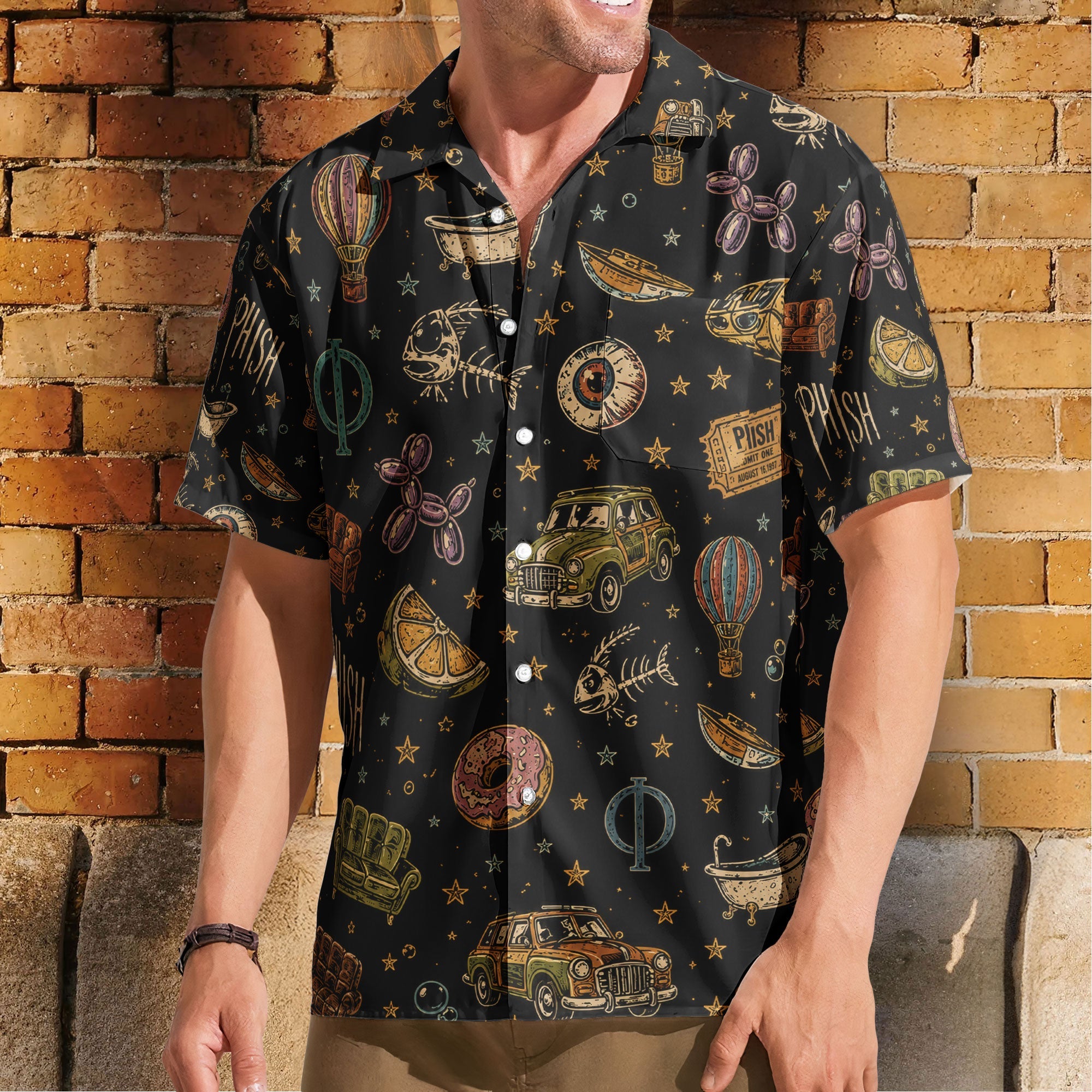 Phish Cosmic Donut Jam Band Graphic All-Over Print Hawaiian Shirt – Retro Music Album Art Inspired Unisex Shirt