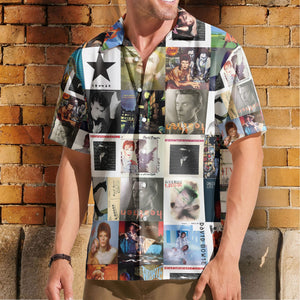 David Bowie Album Collage Hawaiian Shirt – Bowie Retro Album Art Inspired Shirt