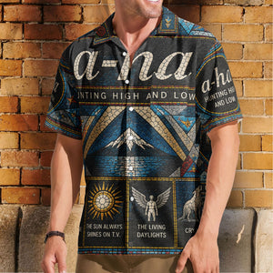 A-ha Hawaiian Shirt - Unisex Retro Hunting High And Low Cathedral Window Button Up
