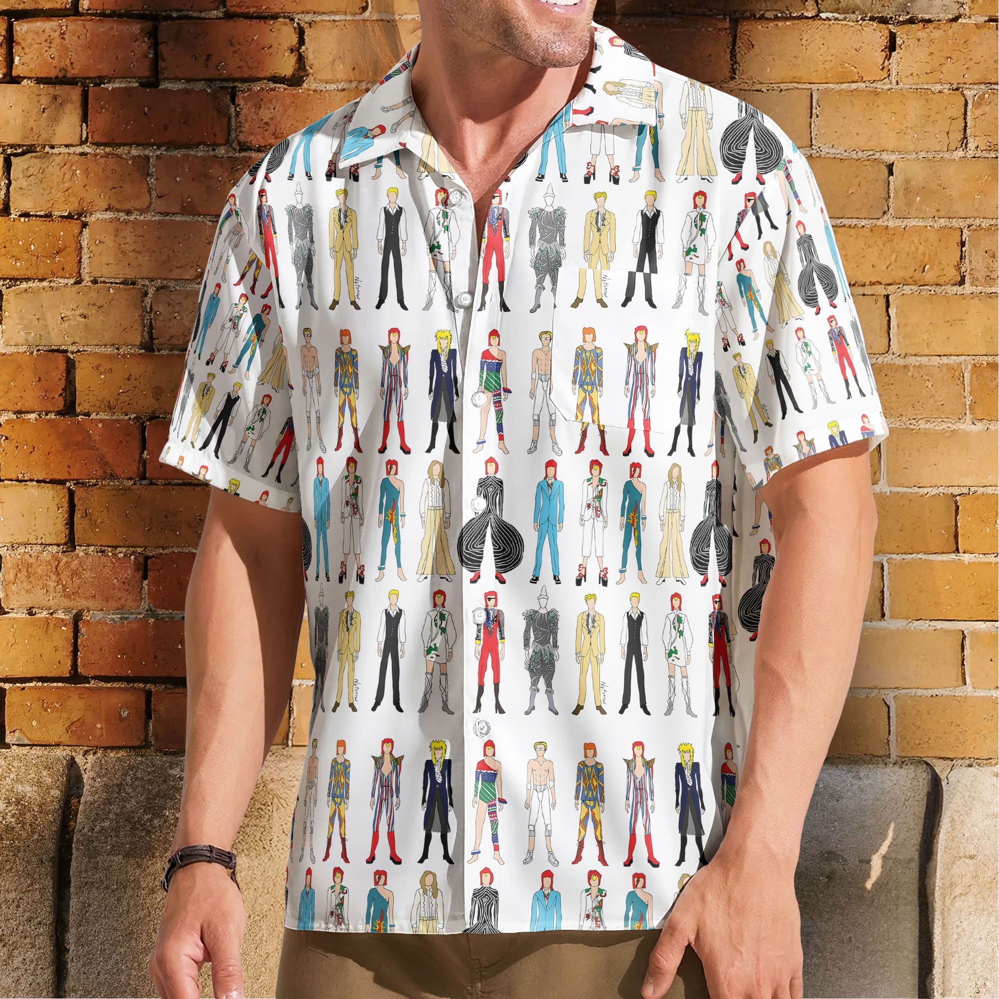 David Bowie Cartoon Character Hawaiian Shirt – Retro Music Inspired Shirt