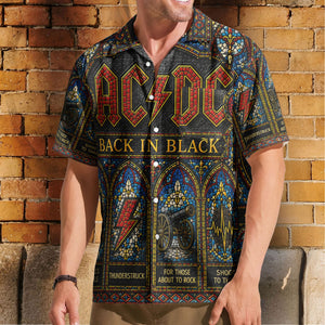 AC/DC Gothic Stained Glass Hawaiian Shirt - Unisex Hard Rock Back In Black Button Up