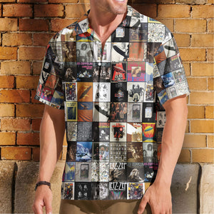 Led Zeppelin Album Cover Hawaiian Shirt - Unisex Retro Physical Graffiti Mothership Collage Grid Button Up