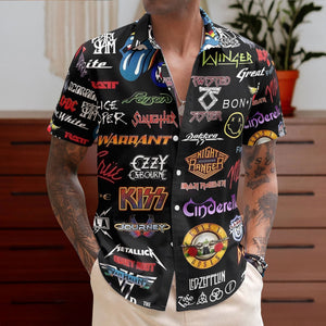 Rock Band Unisex Hawaiian Shirt – Retro Music Inspired Aloha Shirt