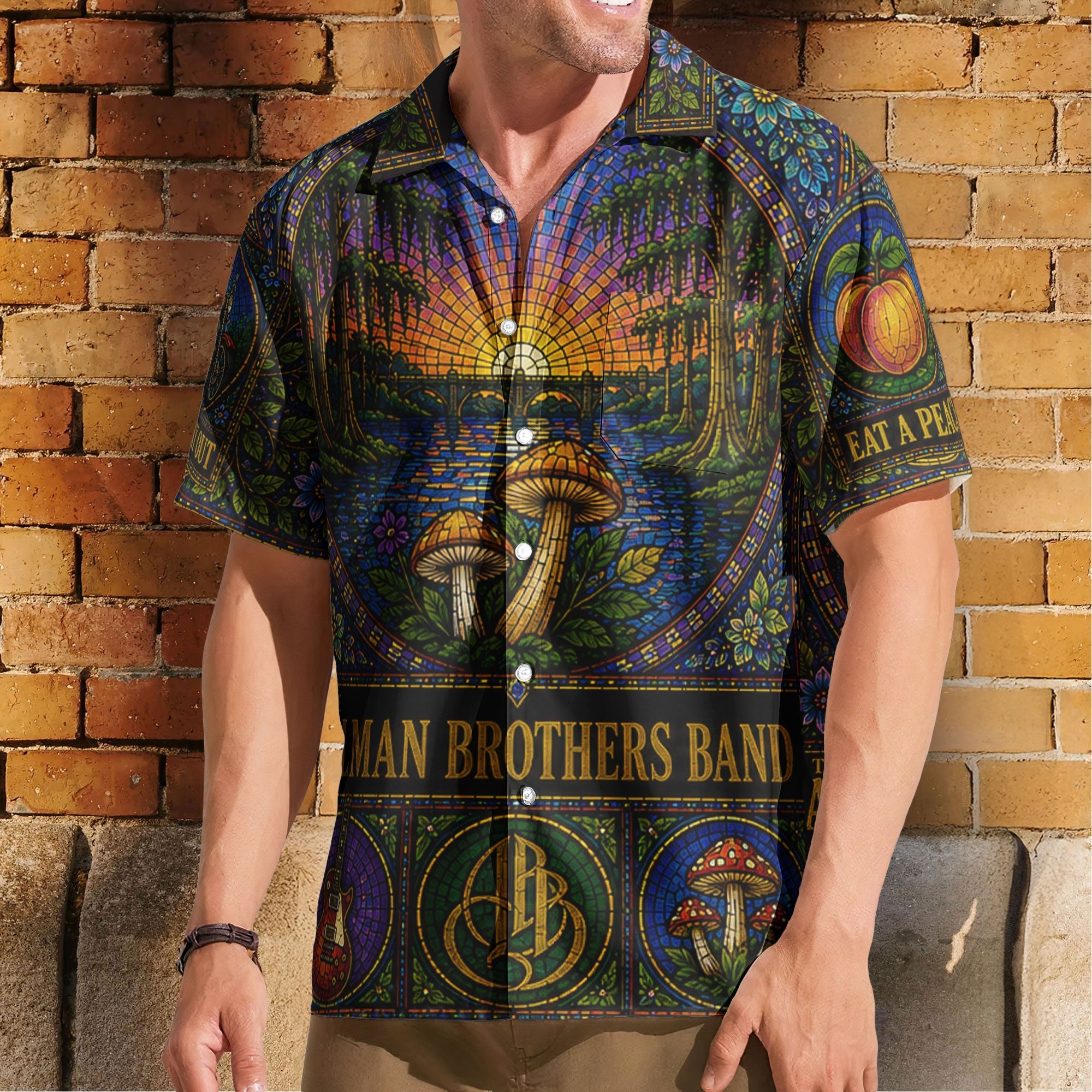 The Allman Brothers Band Hawaiian Shirt - Unisex Psychedelic Mushroom Summer Button Up