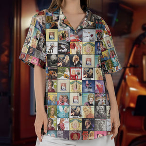 Dolly Parton Vintage Album Cover Collage Hawaiian Shirt – Retro Music Album Art Inspired Unisex Shirt