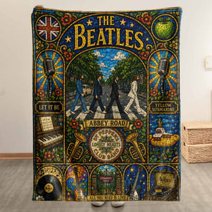 The Beatles Abbey Road Sherpa Sgt Pepper Stained Glass Blanket