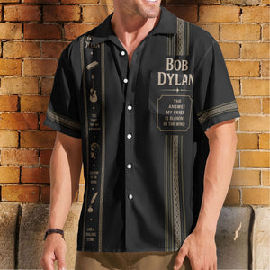 Bob Dylan Luxury Design Hawaiian Shirt – Folk Rock Inspired Black Hawaiian Shirt